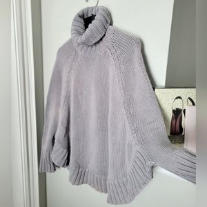 Michael Michael Kors Turtleneck Poncho Sweater with Rounded Ribbed Hem